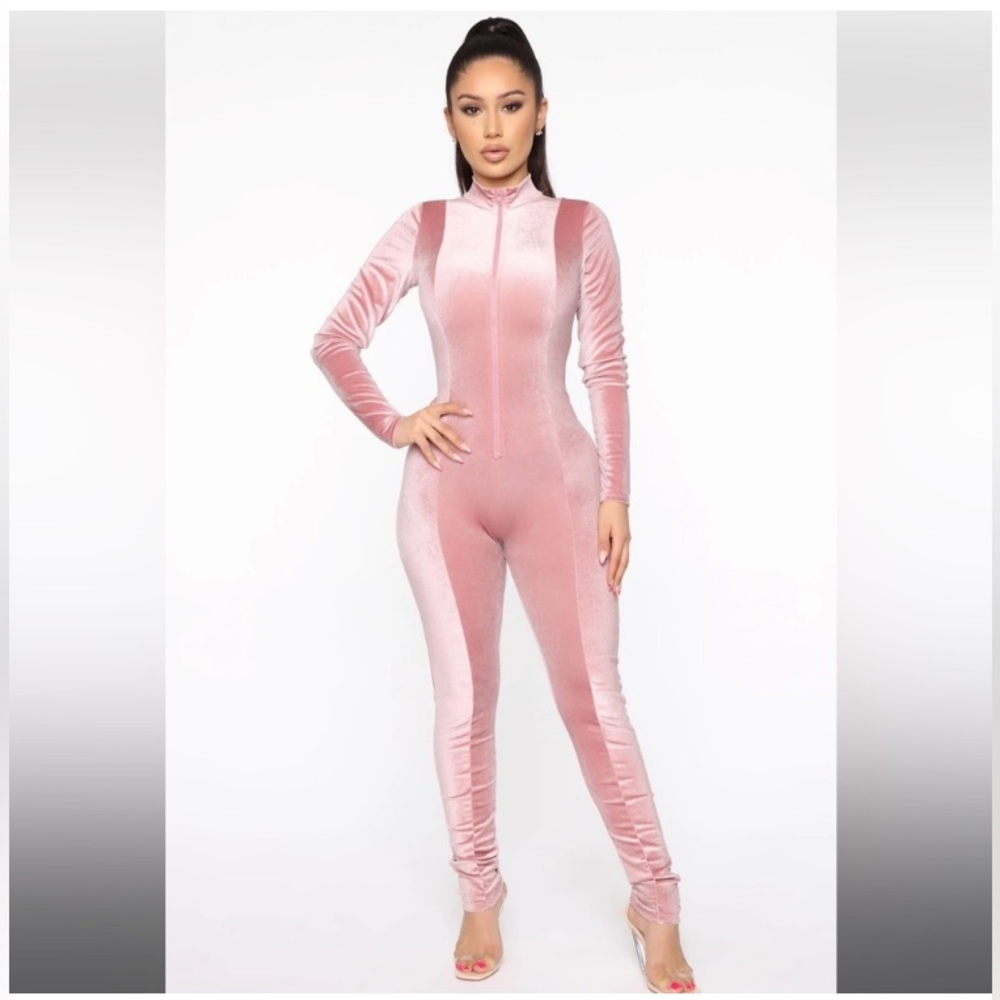 Fashion Nova Jumpsuit | Pink Velvet Jumpsuit | Size: MEDIUM
